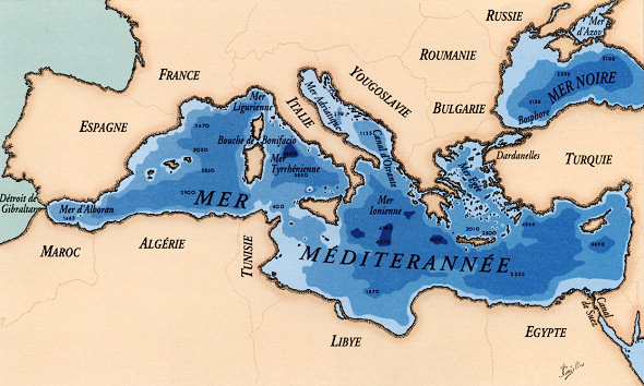 Carte de la mer Méditerranée